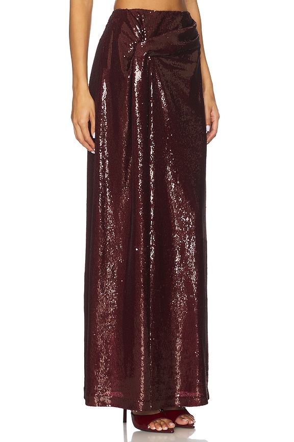 view 2 of 6 Sequin Maxi Skirt in Burgundy