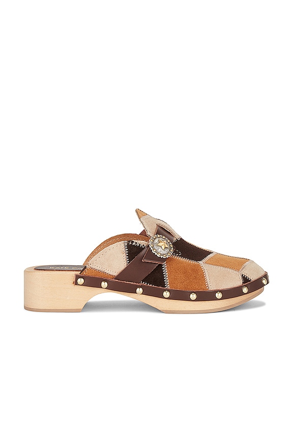 view 1 of 5 Allegra Patch Suede Clog in Black & Brown