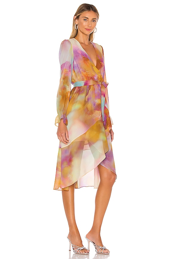 view 2 of 3 ROBE MI-LONGUE FRONT WRAP in Tie Dye