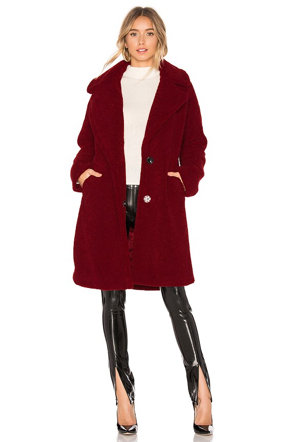 view 2 of 4 Single Breasted Teddy Coat in Red