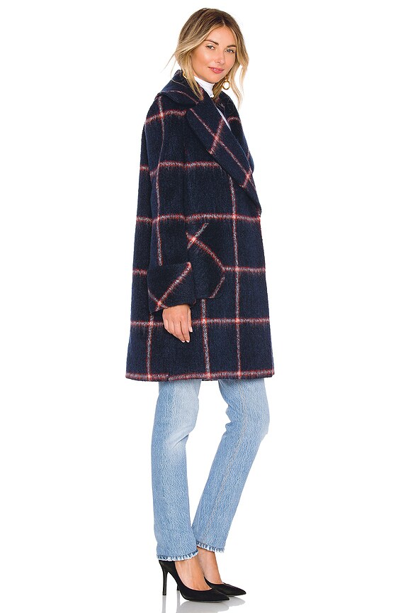 view 2 of 3 Oversized Wool Coat in Blue Plaid