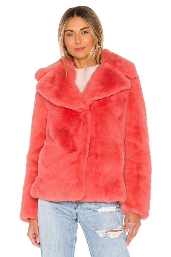 view 2 of 5 Faux Fur Coat in Coral