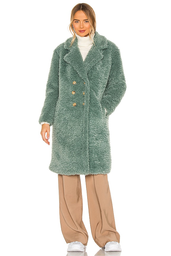 view 2 of 4 Long Sherpa Peacoat in Kylie Green in Ice