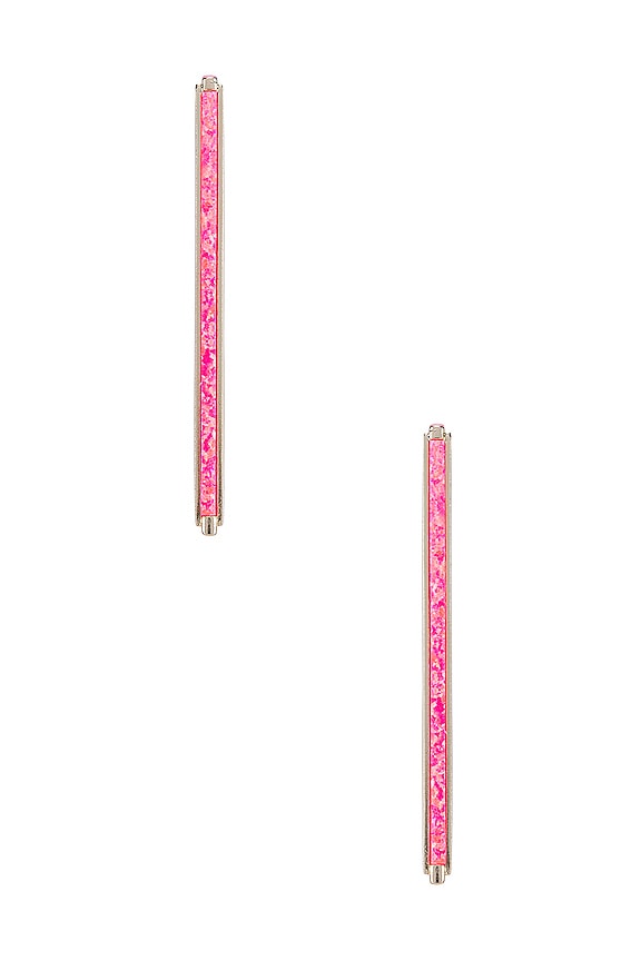 view 2 of 2 Easton Opal Earrings in Gold Hot Pink Kyocera Opal