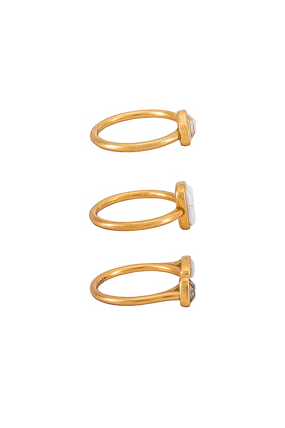 view 2 of 3 Ivy Ring Set Of 3 in Vintage Gold White Mix
