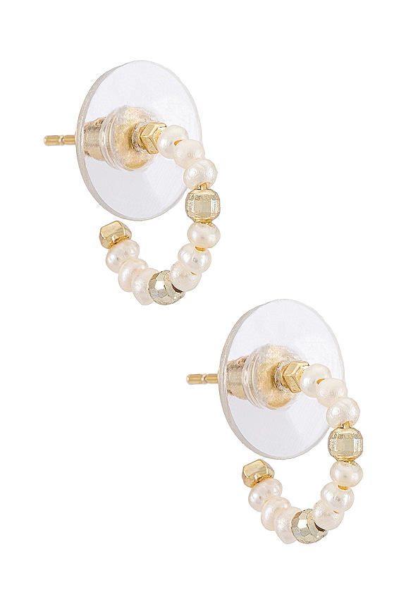 view 1 of 2 Scarlet Huggie Earrings in Gold White Pearl