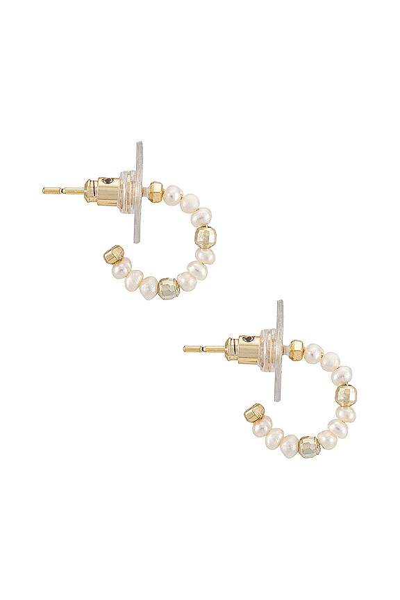 view 2 of 2 Scarlet Huggie Earrings in Gold White Pearl