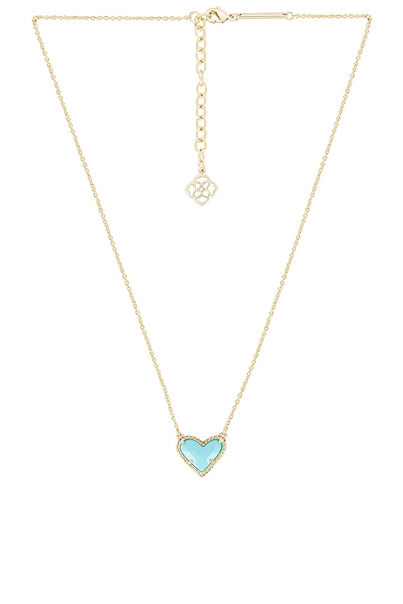 view 1 of 2 Ari Heart Short Pendant Necklace in Gold Light Blue Magnesite