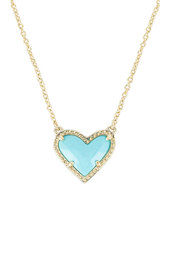 view 2 of 2 Ari Heart Short Pendant Necklace in Gold Light Blue Magnesite