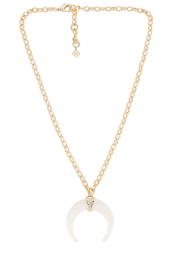 view 1 of 2 Rebecca Gold Long Pendant Necklace in White Mussel