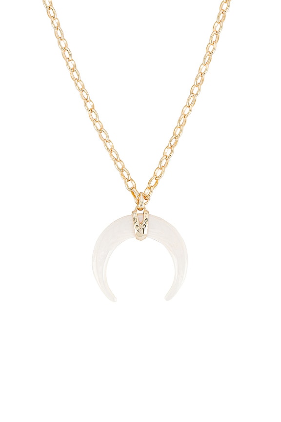 view 2 of 2 Rebecca Gold Long Pendant Necklace in White Mussel
