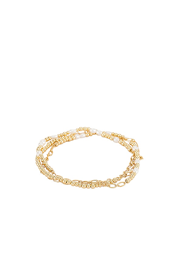 view 2 of 2 Mollie Stretch Bracelet Set in Gold & White Pearl