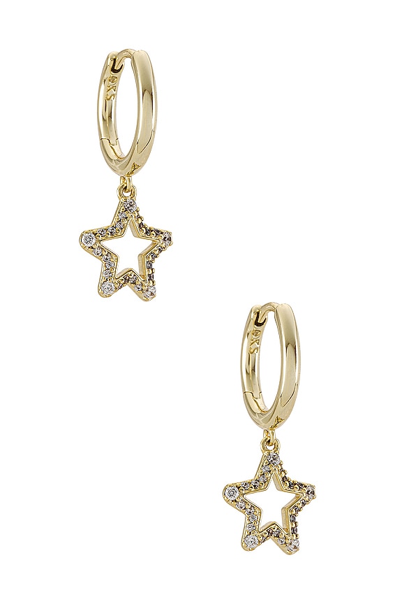 view 1 of 2 Jae Star Crystal Huggie Earrings in Gold & White Crystal
