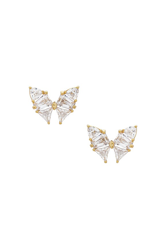 Kendra Scott Blair Butterfly Stud Earrings in Gold White Crystal REVOLVE
