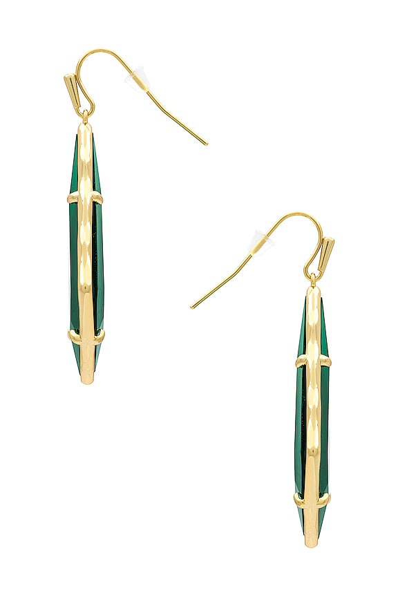 view 2 of 2 Faceted Alex Drop Earrings in Gold Emerald Illusion