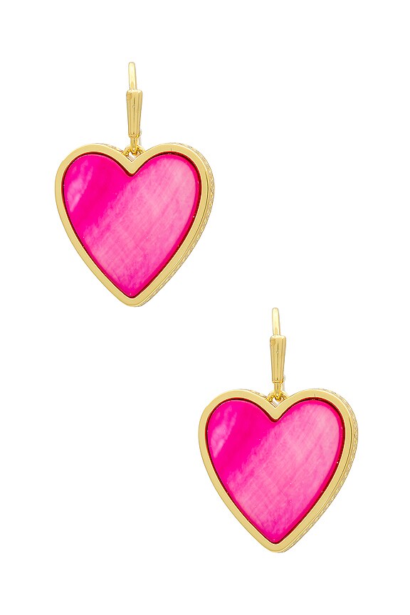 view 2 of 3 BOUCLES D'OREILLES HEART in Gold Hot Pink Mother Of Pearl