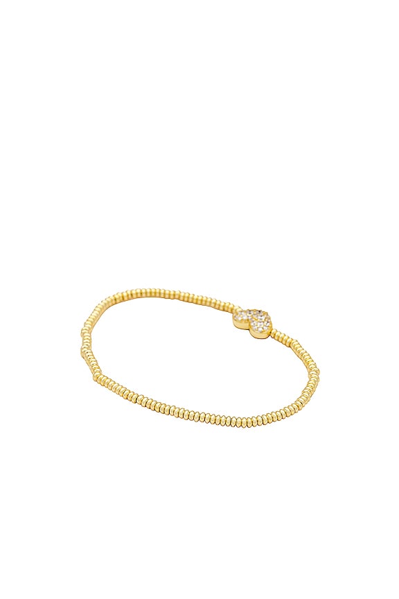 view 2 of 2 Ari Pave Crystal Heart Stretch Bracelet in Gold