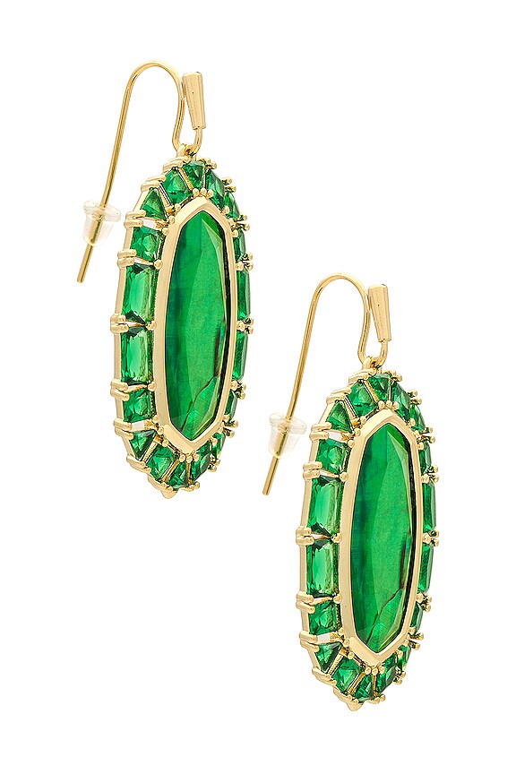 view 2 of 3 BOUCLES D'OREILLES PENDANTES CRYSTAL FRAME in Gold & Kelly Green Illusion