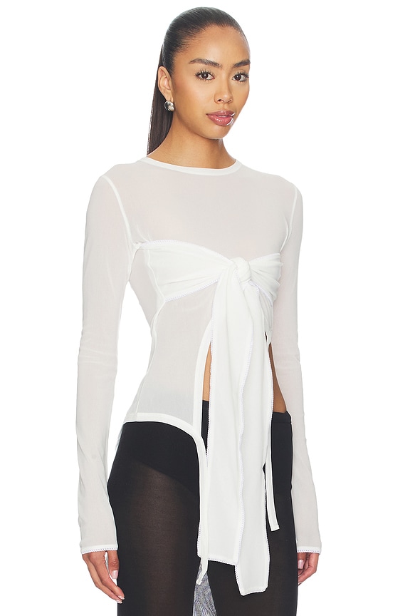 view 2 of 5 Lena Knit Tie Top in White