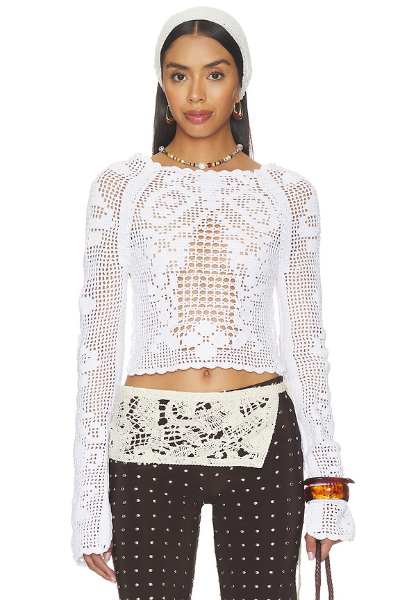 view 1 of 5 Talia Crochet Blouse in White