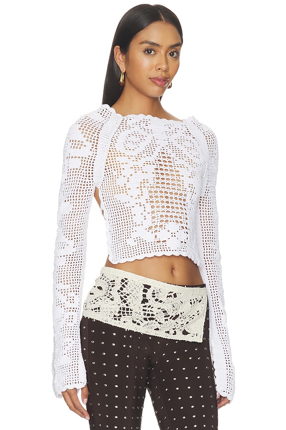view 2 of 5 Talia Crochet Blouse in White