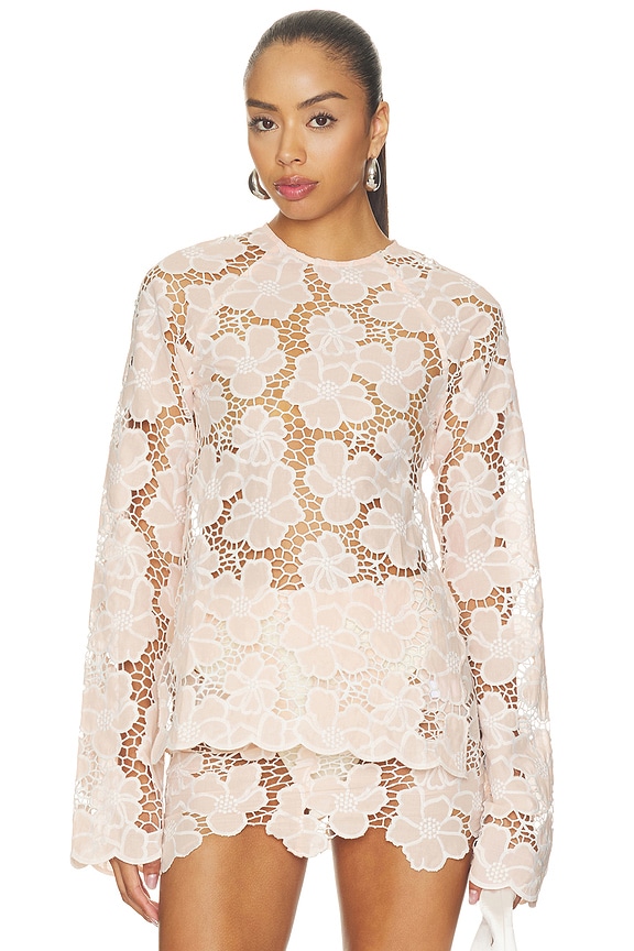 view 2 of 5 Flora Top in White in Dusty Rose