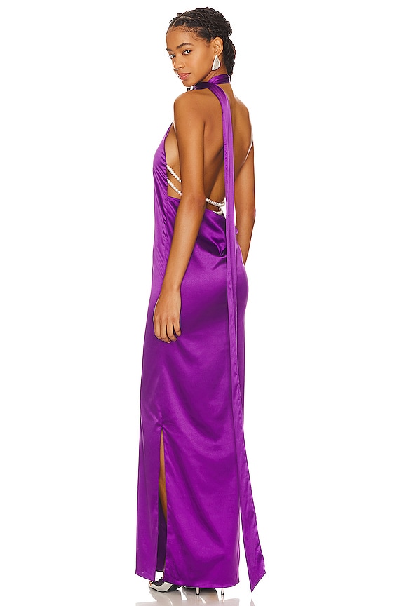 Khanums Kara Pearl Trim Maxi Dress in Purple | REVOLVE