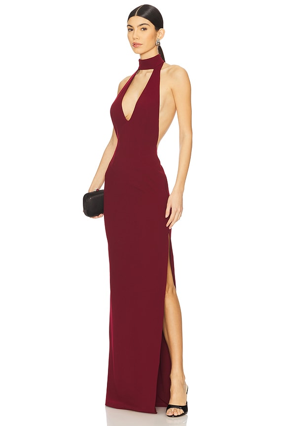 view 1 of 4 Halter Dress in Burgundy
