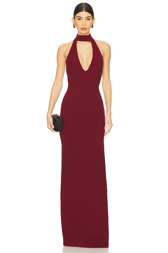 view 2 of 4 Halter Dress in Burgundy