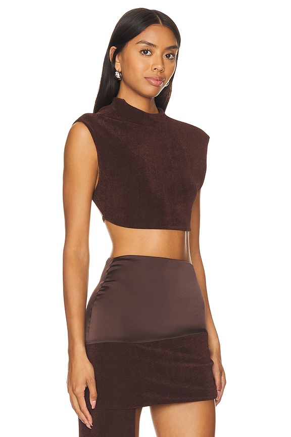 view 2 of 5 Backless Cropped Tee in Brown