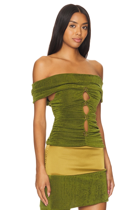 view 2 of 5 Off The Shoulder Top in Khaki