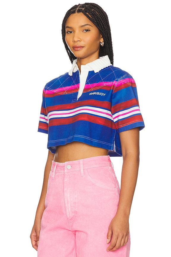view 2 of 5 Iris Rugby Crop Polo in Rio Red Blue