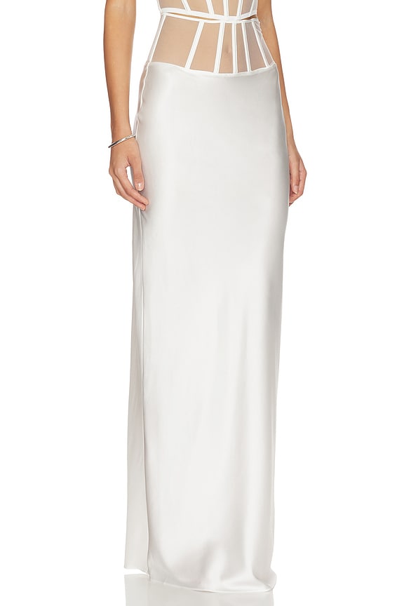 view 2 of 6 Illusion Long Skirt in Ivory