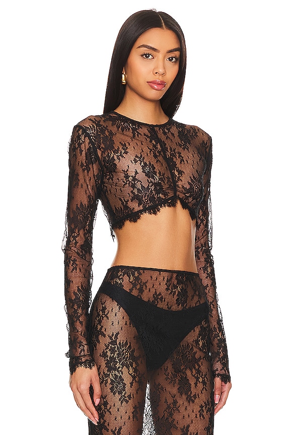 view 2 of 4 Jolie Long Sleeve Cropped Top in Black