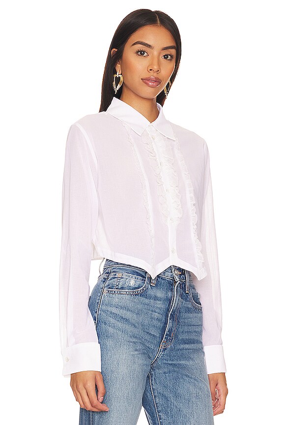 view 2 of 4 CAMISA RUFFLED TUXEDO in White