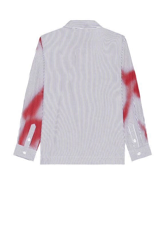 view 2 of 4 Blurry Face Airbrush Striped Button Up Shirt in Red