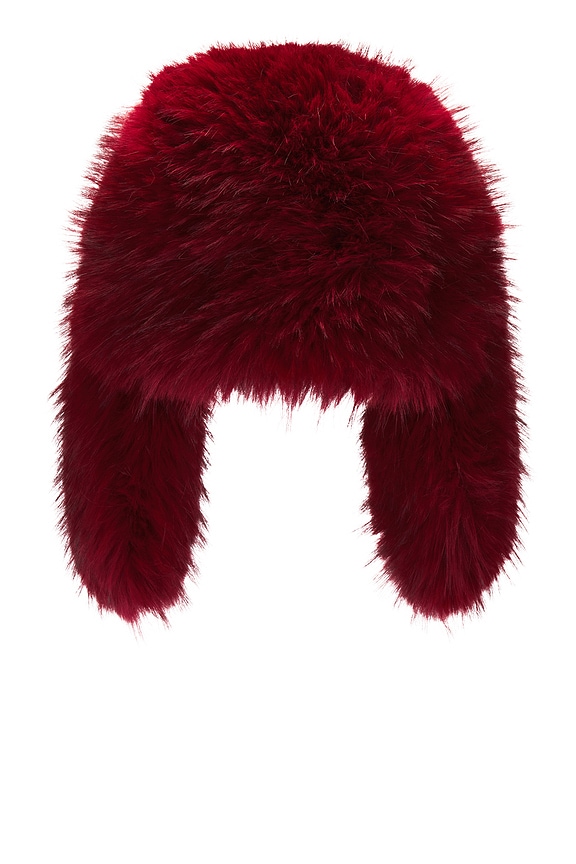 view 2 of 2 Oversized Faux Fur Trapper Hat in Red