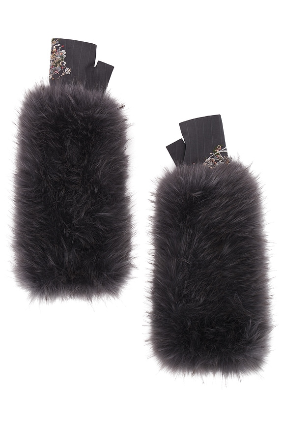 view 2 of 2 인조 모피 장갑 in Grey