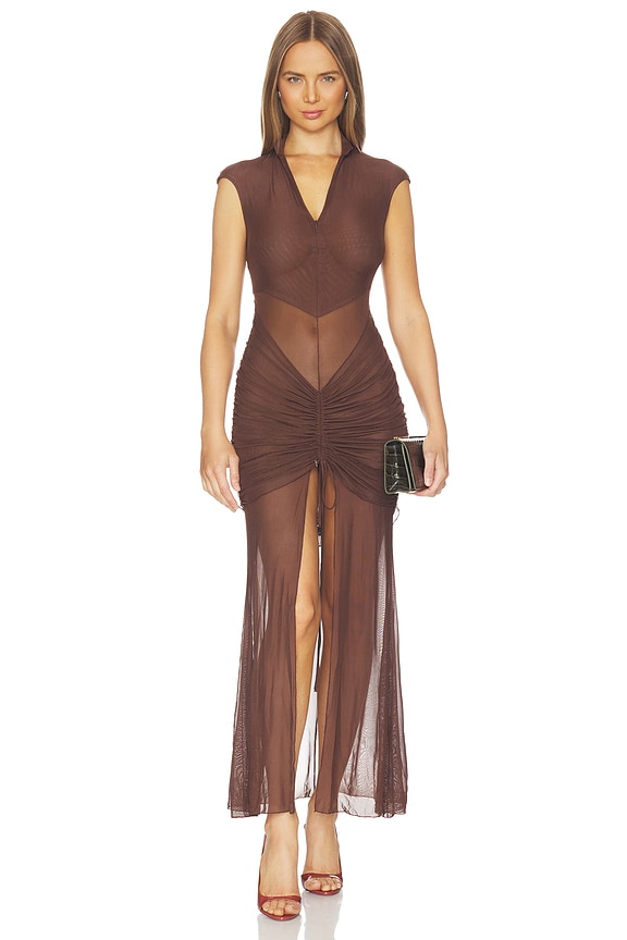 view 1 of 4 VESTIDO ANAI MESH in Brown