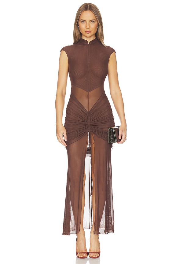 view 2 of 4 VESTIDO ANAI MESH in Brown
