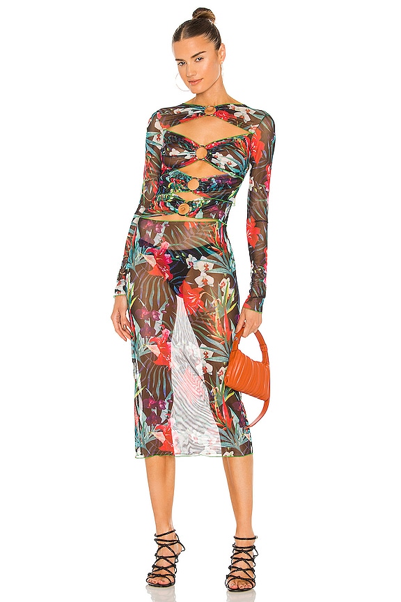 view 1 of 3 Cut Out Dress in Tropical Print