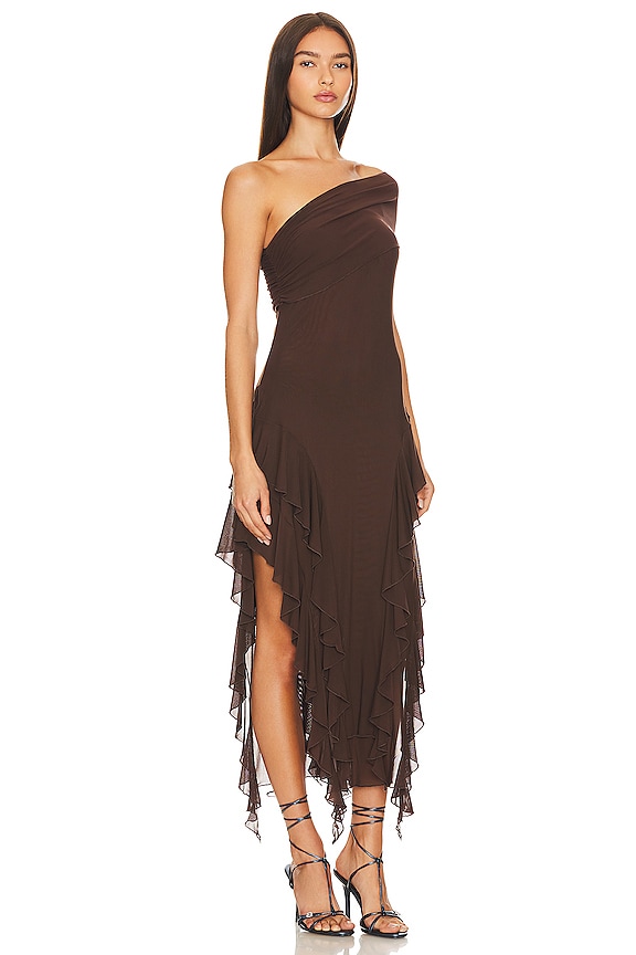 view 2 of 4 Ruffle Mesh Dress in Brown