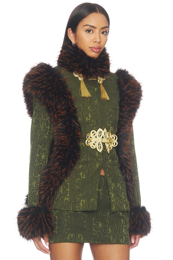 view 2 of 5 Chi Brocade Jacket in Army Green