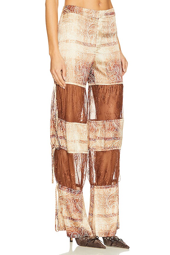 view 2 of 4 Lace Insert Pant in Brown Paisley