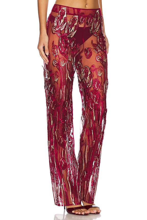 view 2 of 6 Full Length Embroidered Pants in Red