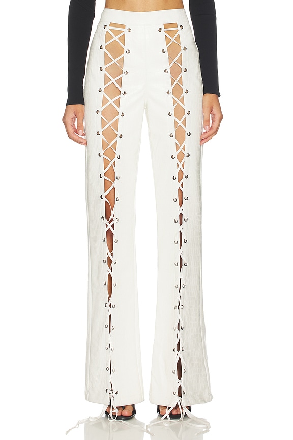 view 1 of 6 PANTALON LACE UP in White