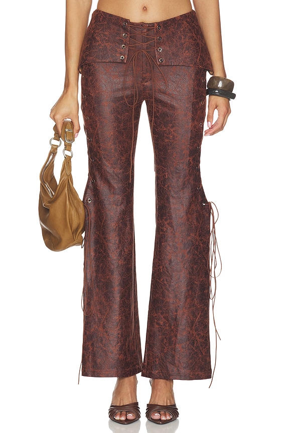 view 2 of 7 PANTALÓN LACE UP in Brown
