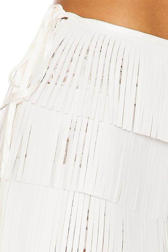 Kim Shui Hody Fringe Micro Mini Skirt in White | REVOLVE