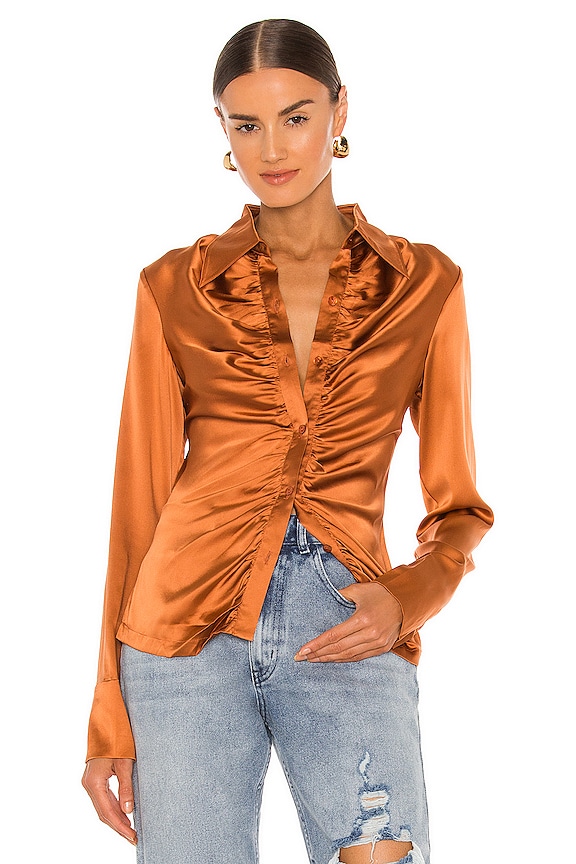 Kim Shui Silk Shirt in Bronze | REVOLVE