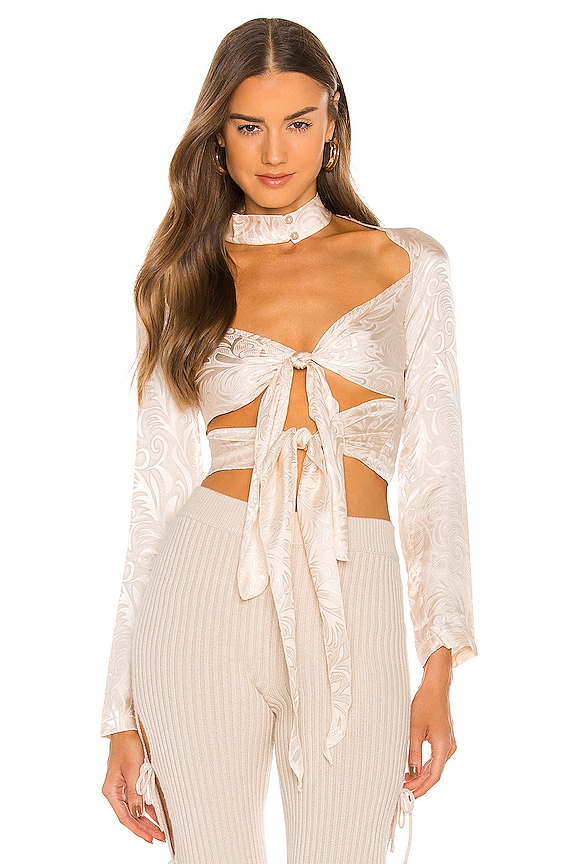 view 1 of 4 Silk Tie Top in White